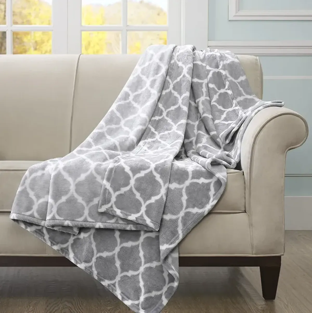 Madison Park Ogee Grey Oversized Throw