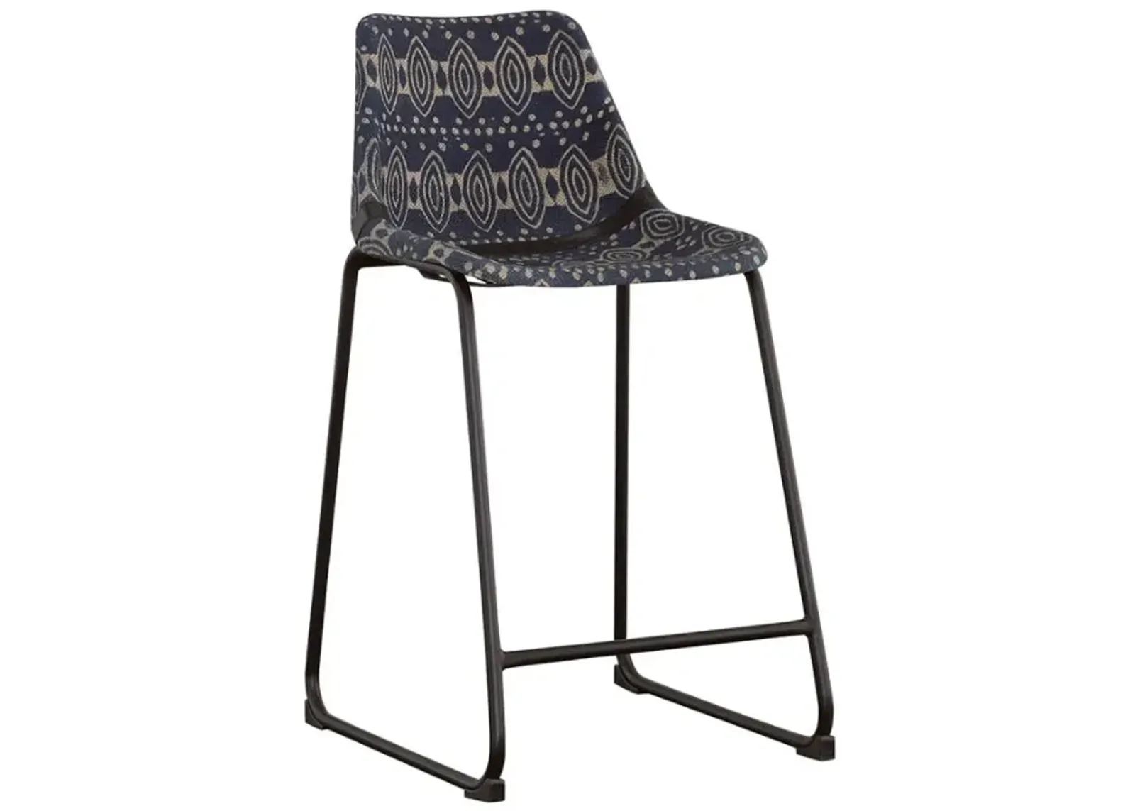 Marquise Counter Height Stools with Footrest Blue and Matte Black (Set of 2)