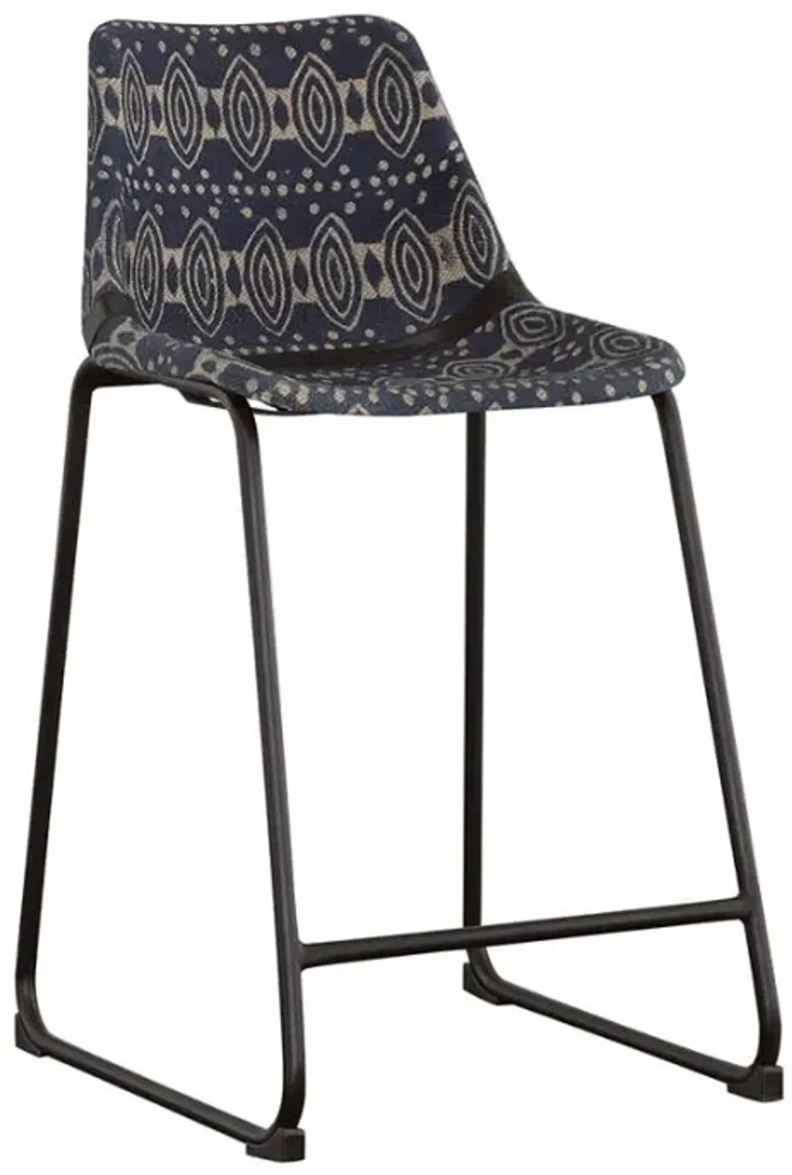 Marquise Counter Height Stools with Footrest Blue and Matte Black (Set of 2)