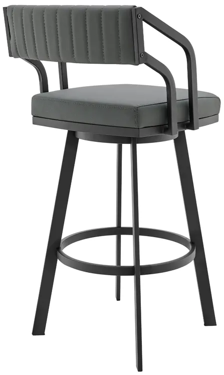 Capri Swivel Modern Metal and Slate Gray Faux Leather Bar and Counter Stool