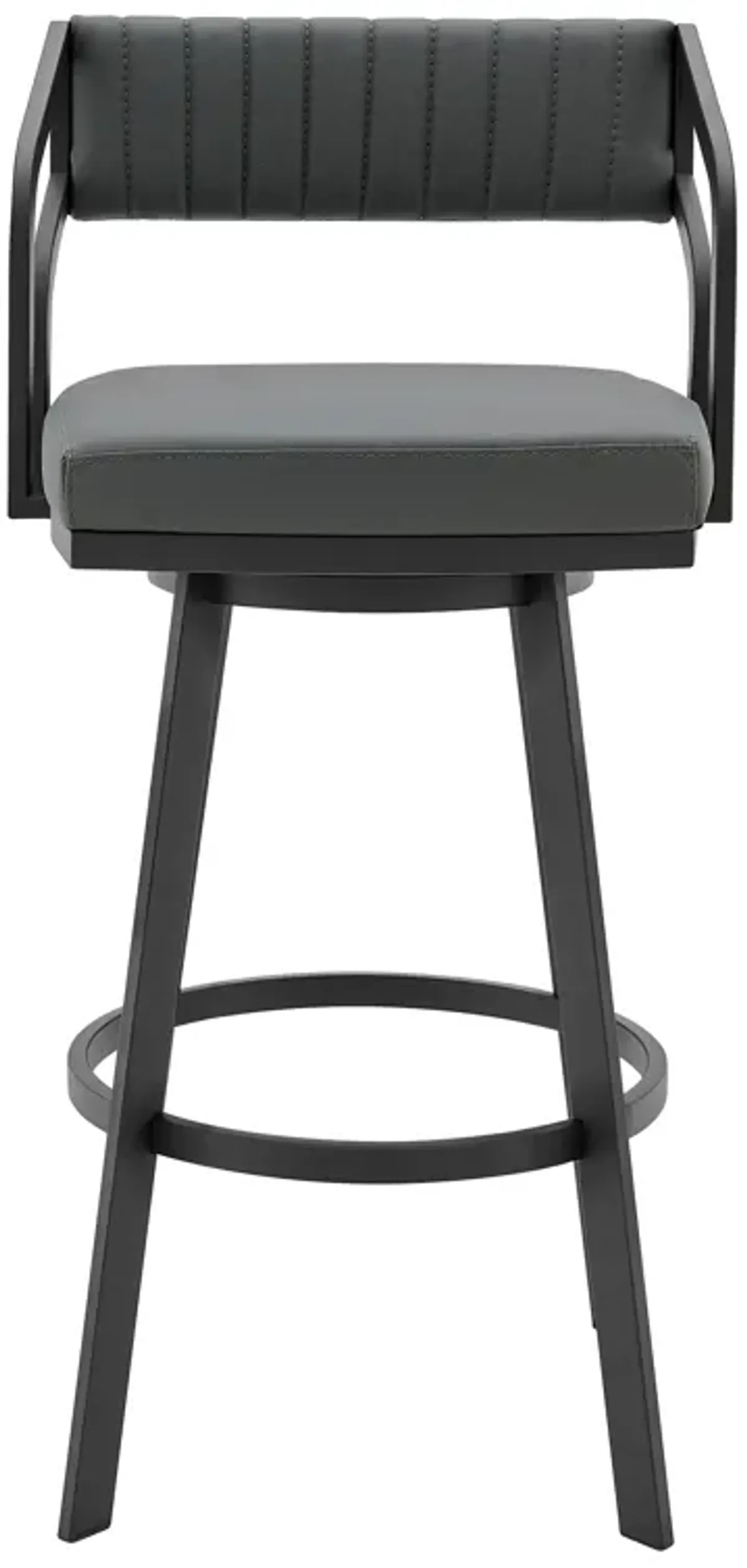 Capri Swivel Modern Metal and Slate Gray Faux Leather Bar and Counter Stool