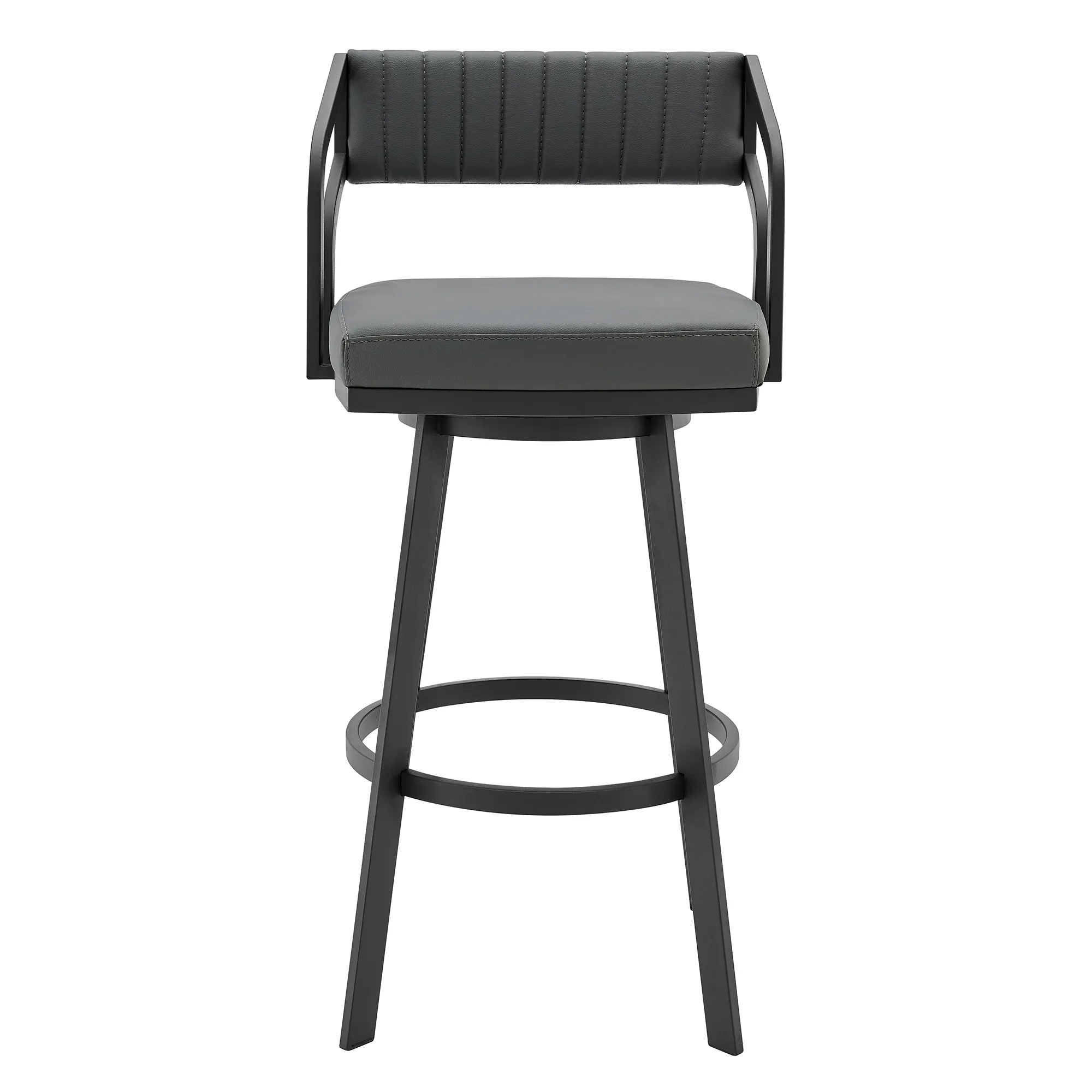 Capri Swivel Modern Metal and Slate Gray Faux Leather Bar and Counter Stool