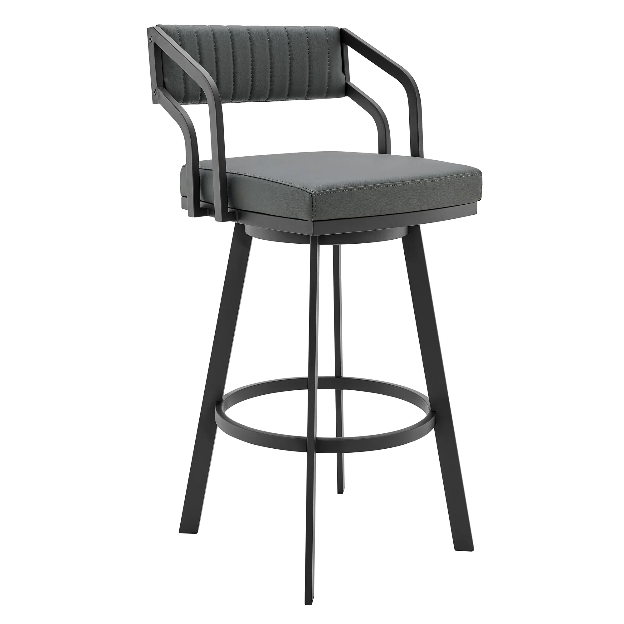 Capri Swivel Modern Metal and Slate Gray Faux Leather Bar and Counter Stool