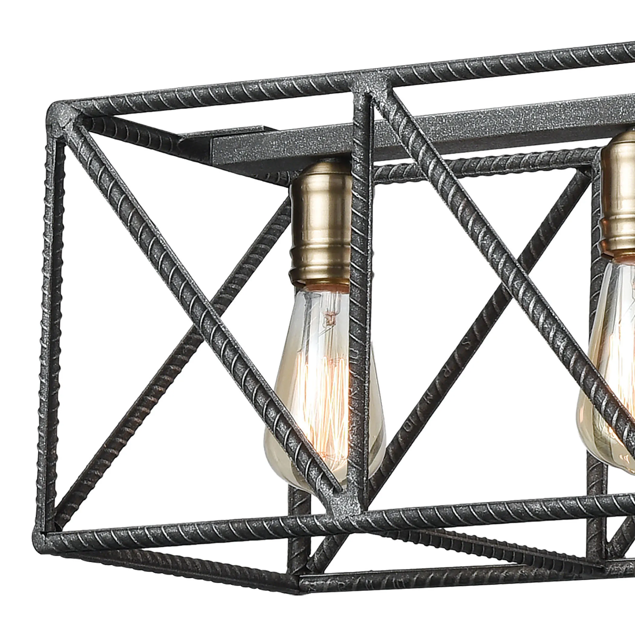 Crossbar 42" Wide 6-Light Linear Chandelier - Silverdust Iron