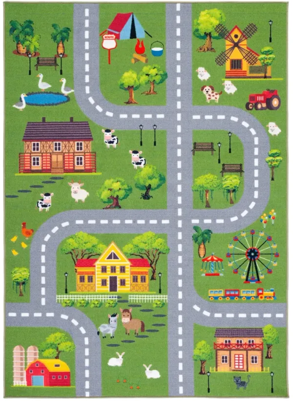 KIDS PLAYHOUSE 235 DARK GREEN  7'-9' x 10' Large Rectangle Rug