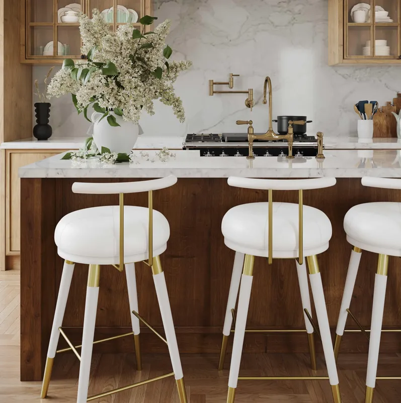 Juniper White Vegan Leather Barstool