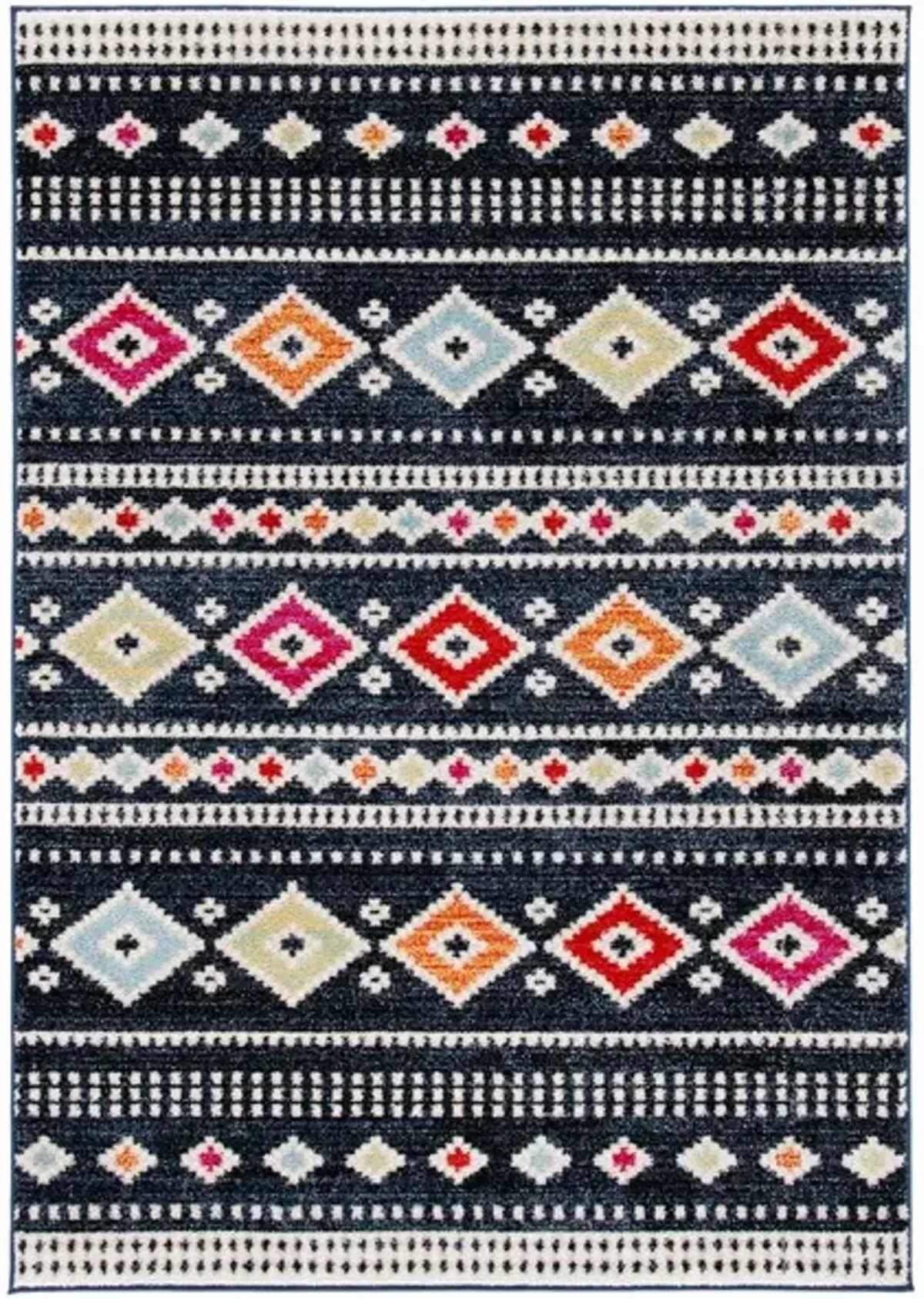 ADIRONDACK Contemporary Black / Ivory 3' X 5' Powerloomed Rug