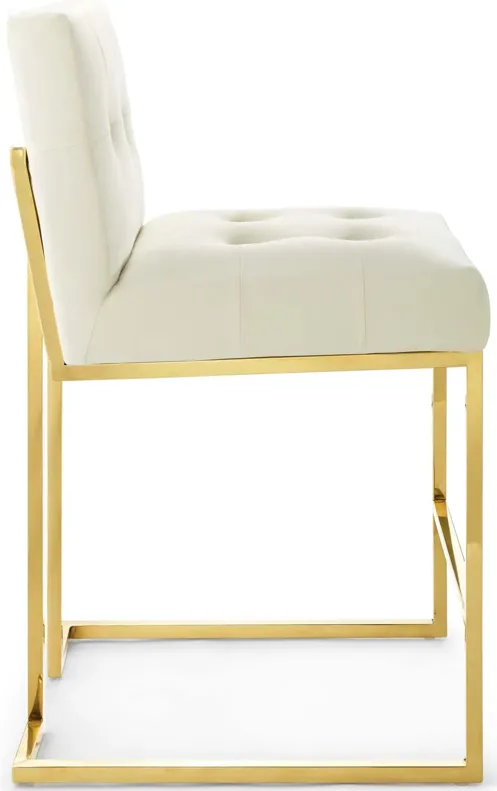 Privy Gold Stainless Steel Performance Velvet Counter Stool