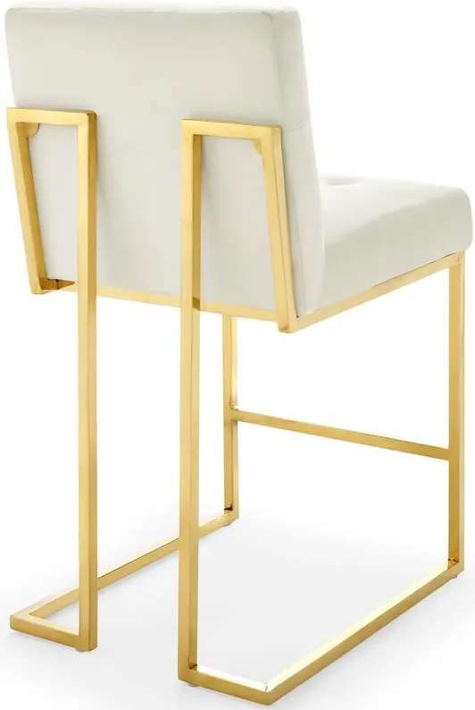 Privy Gold Stainless Steel Performance Velvet Counter Stool