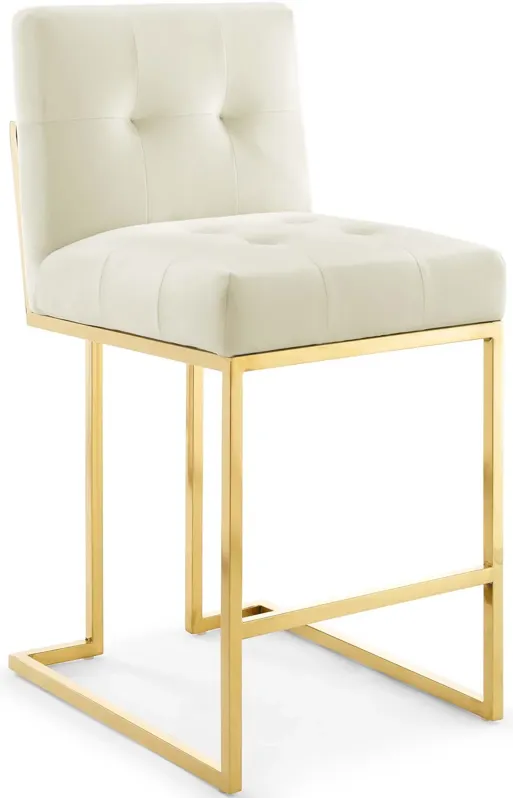 Privy Gold Stainless Steel Performance Velvet Counter Stool