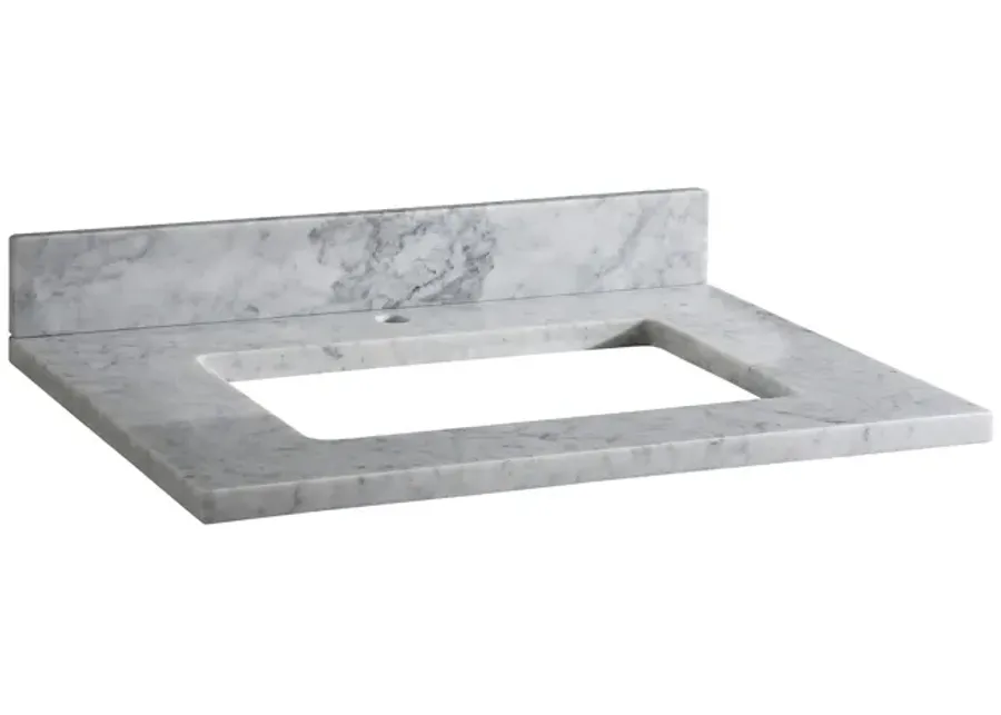 Stone Top - 31-inch for Rectangular Undermount Sink - White Carrara Marble with Single Faucet Hole