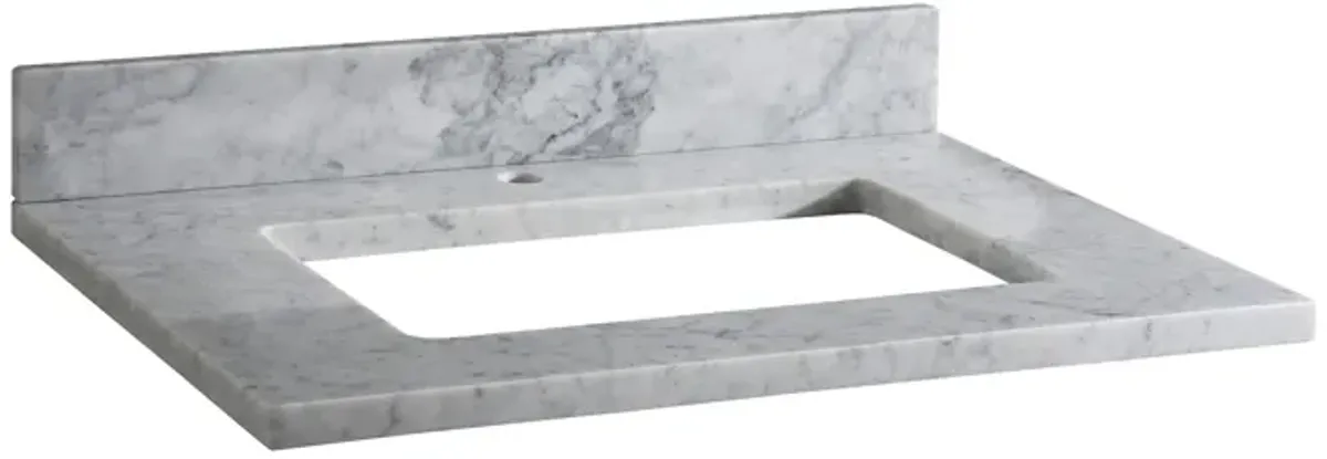 Stone Top - 31-inch for Rectangular Undermount Sink - White Carrara Marble with Single Faucet Hole