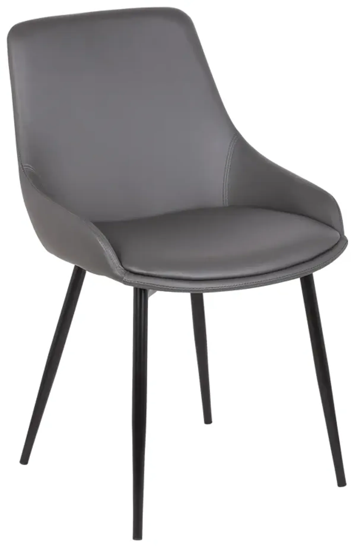 Mia Contemporary Dining Chair in Gray Faux Leather with Black Powder Coated Metal Legs