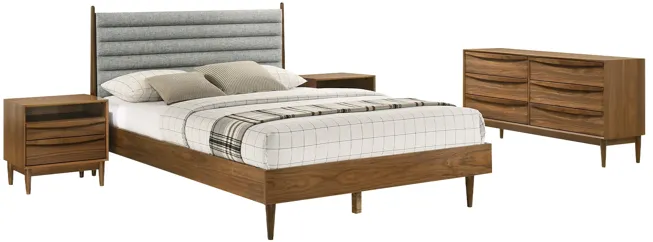 Artemio Queen 4 Piece Wood Bedroom Set in Walnut Finish