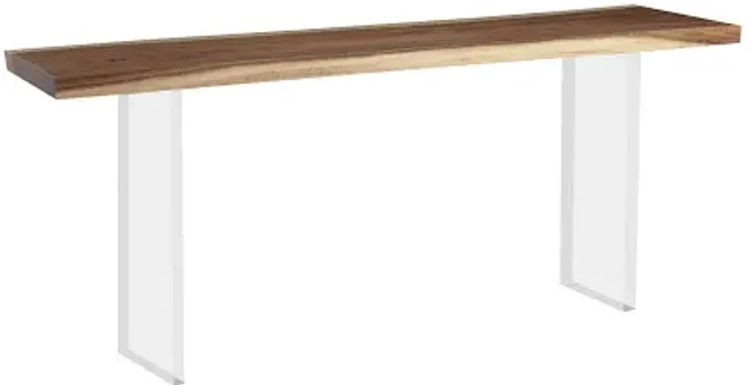 floating console table, acrylic legs