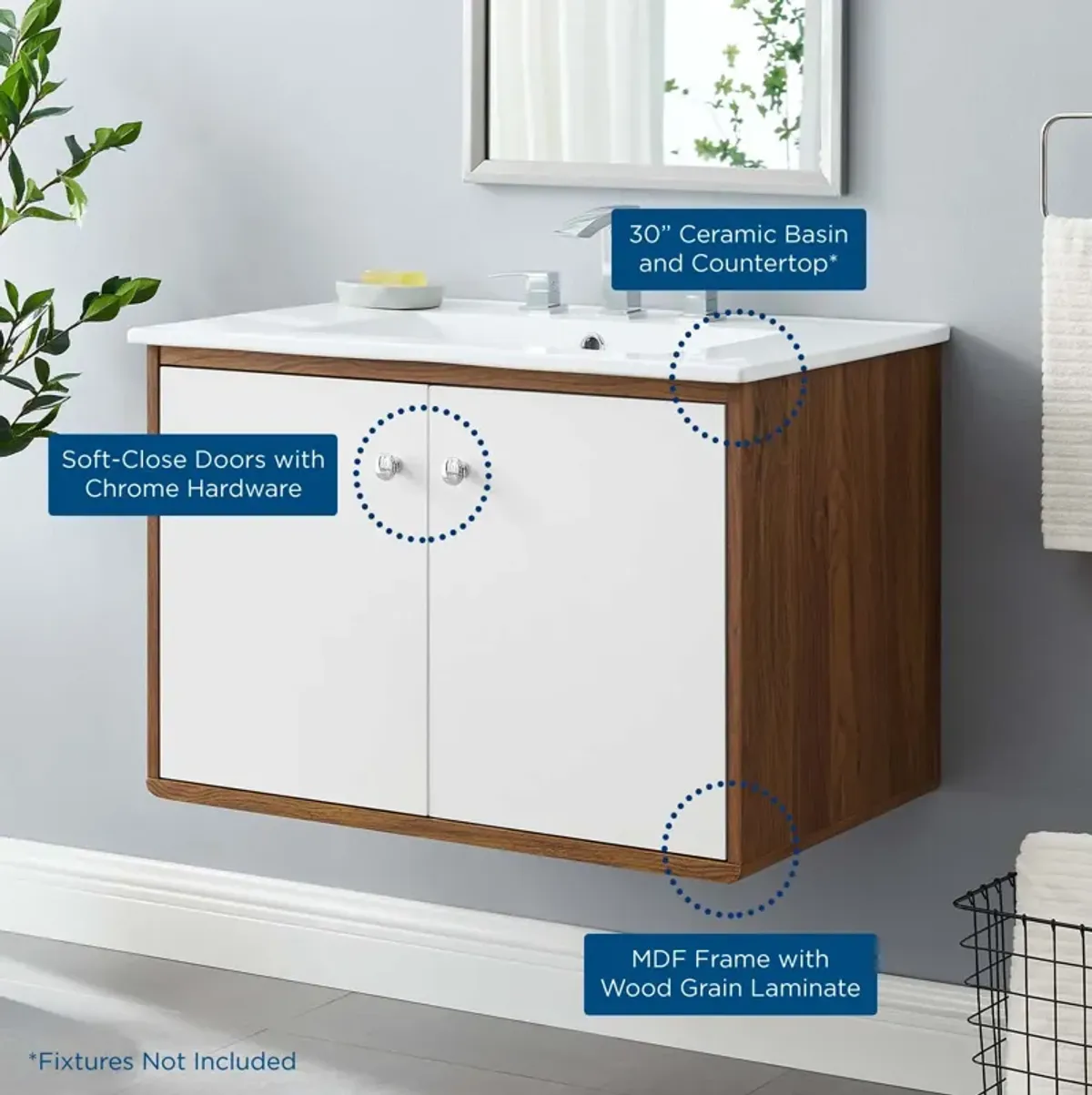 Transmit 30" Wall-Mount Bathroom Vanity