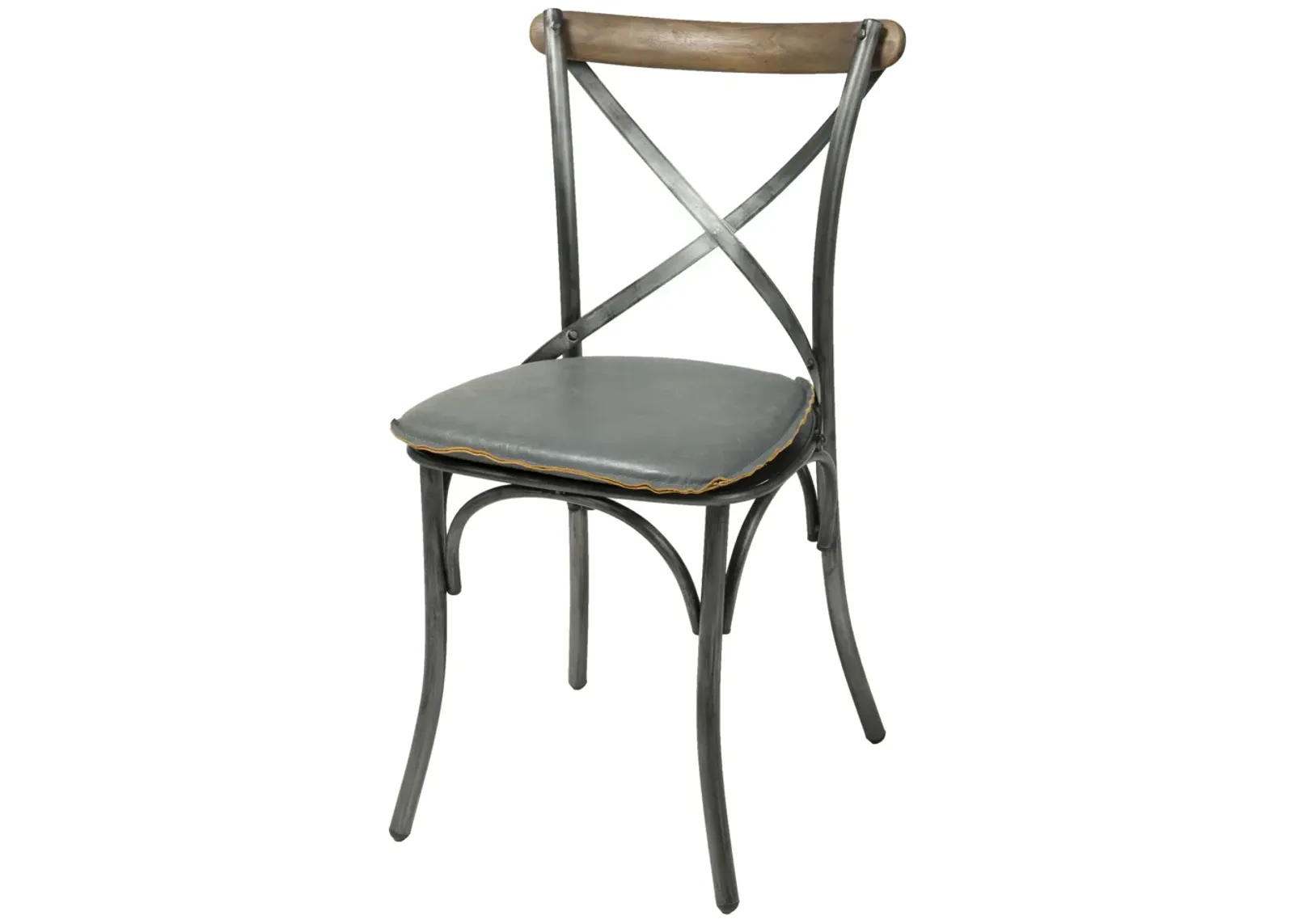 Metal Crossback Chair with Grey Seat Cushion