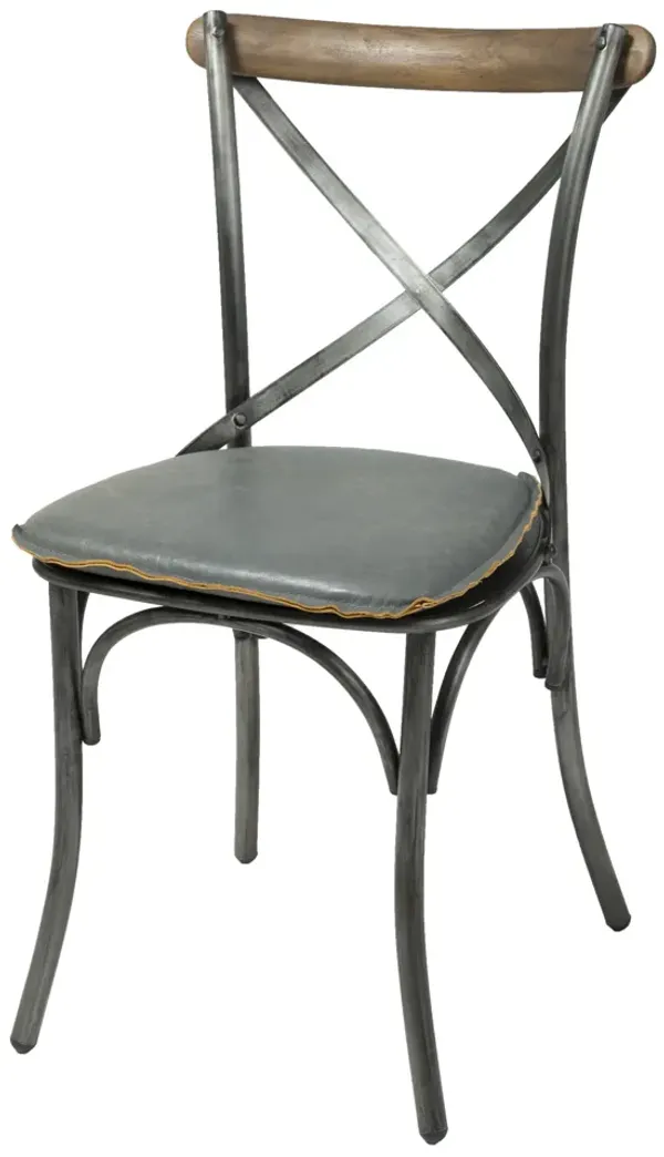 Metal Crossback Chair with Grey Seat Cushion