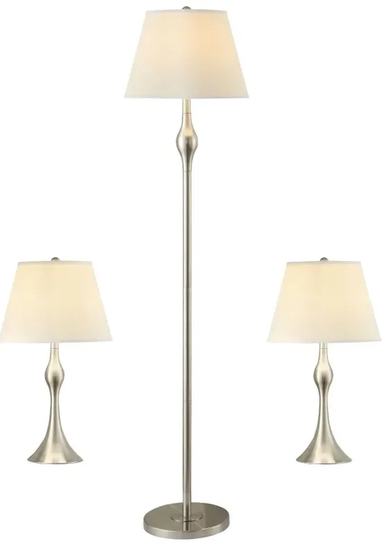 Griffin 3-piece Slender Lamp Set Brushed Nickel