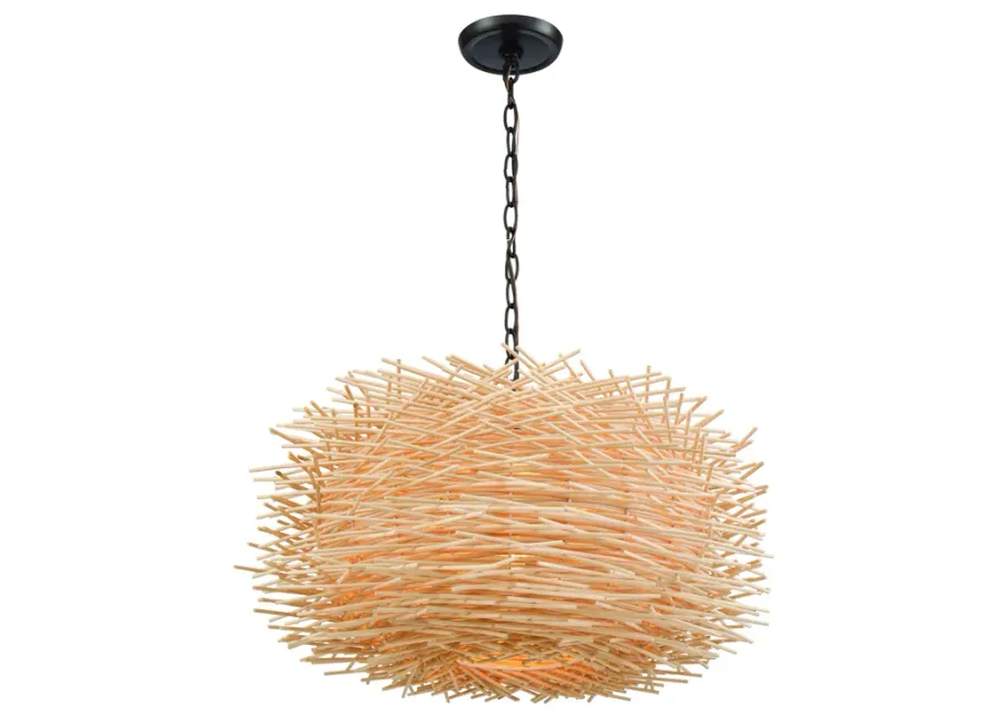 Bamboo Nest 23" Wide 3-Light Chandelier - Oil Rubbed Bronze