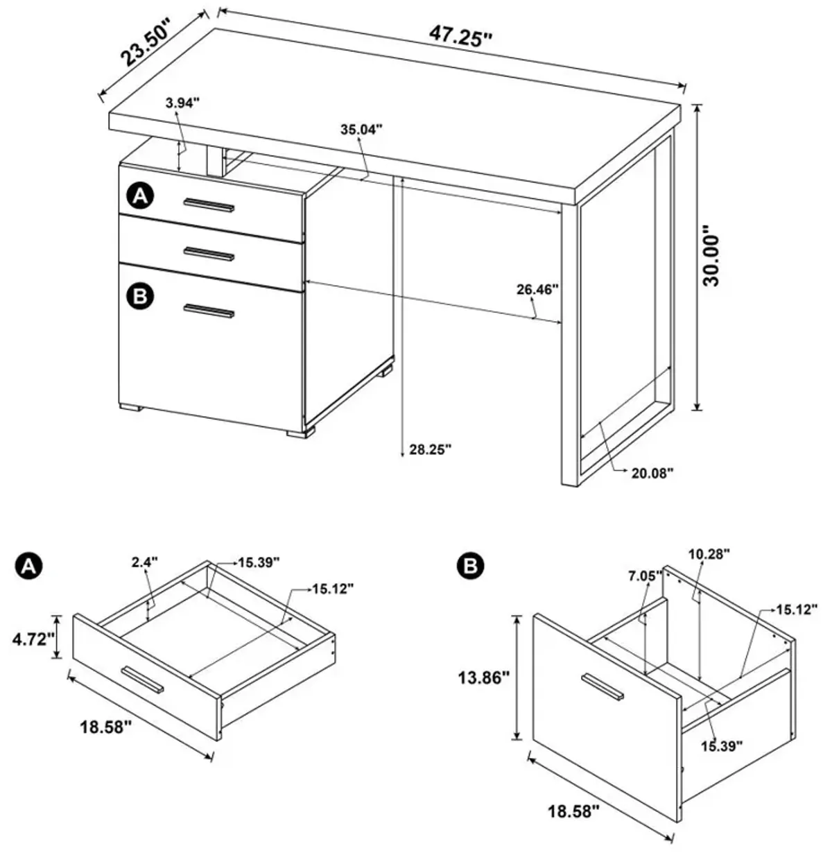 Brennan 3-drawer Office Desk Cappuccino