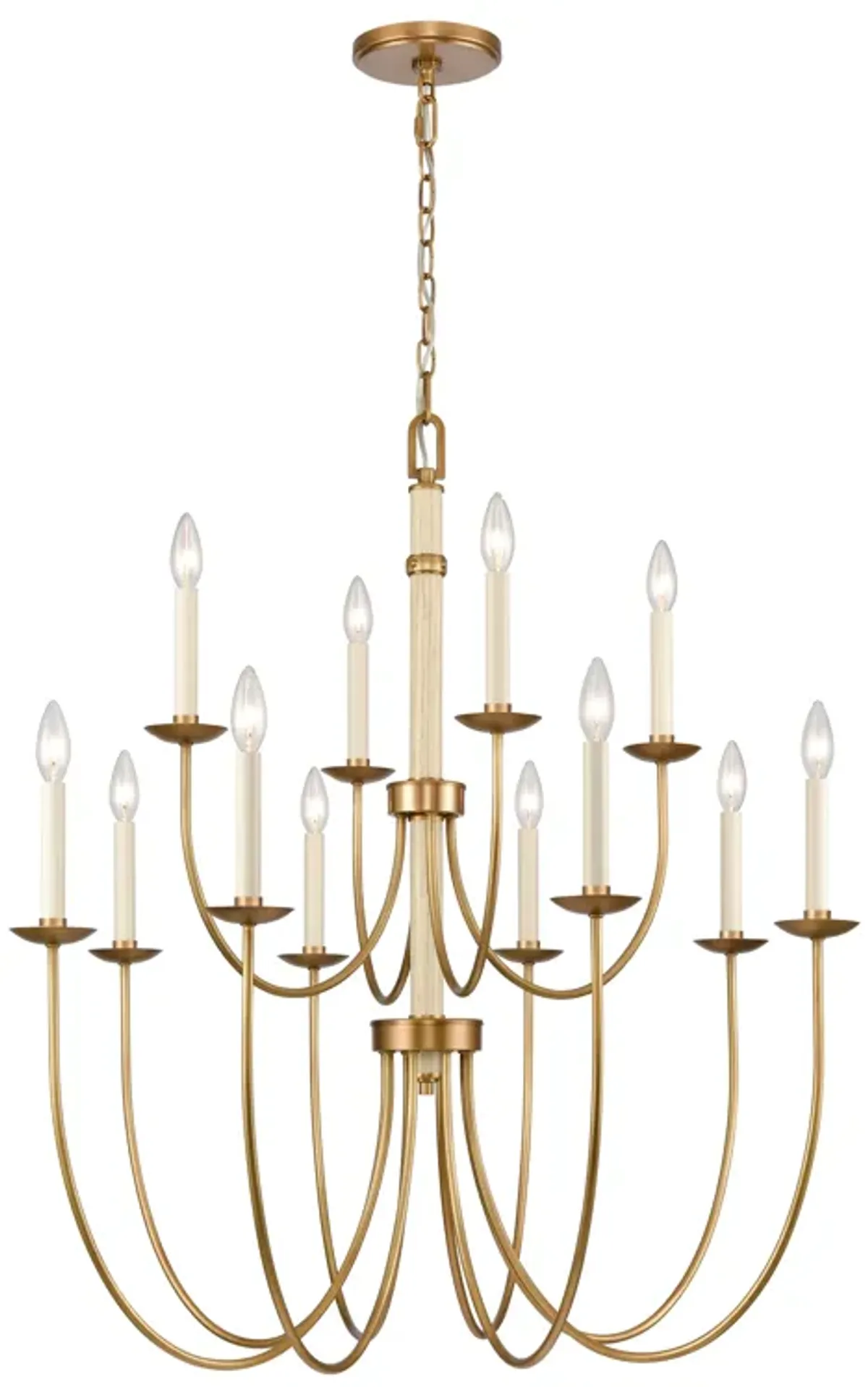 Neville 34'' Wide 12-Light Chandelier - Natural Brass