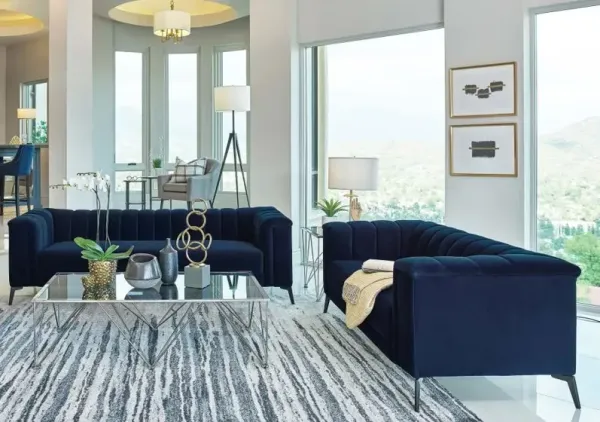Chalet 2-piece Tuxedo Arm Living Room Set Blue