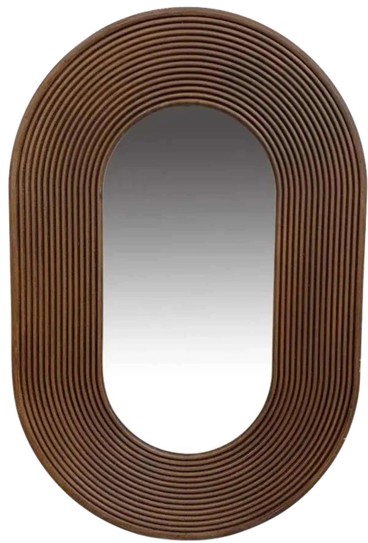 36" Ribbed Walnut Oval Mirror