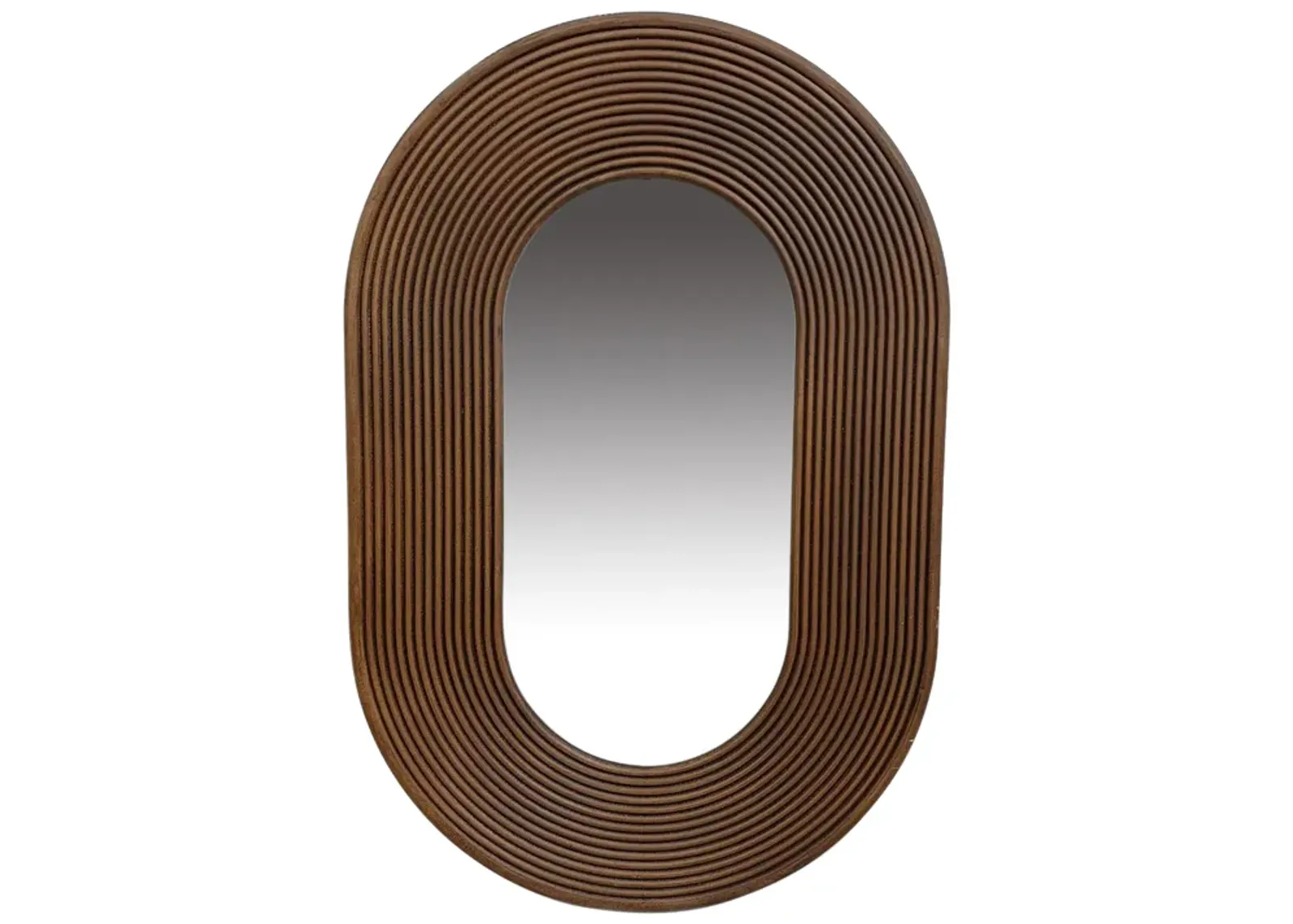 36" Ribbed Walnut Oval Mirror