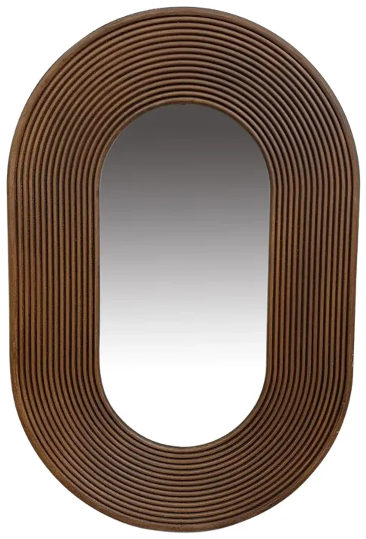 36" Ribbed Walnut Oval Mirror