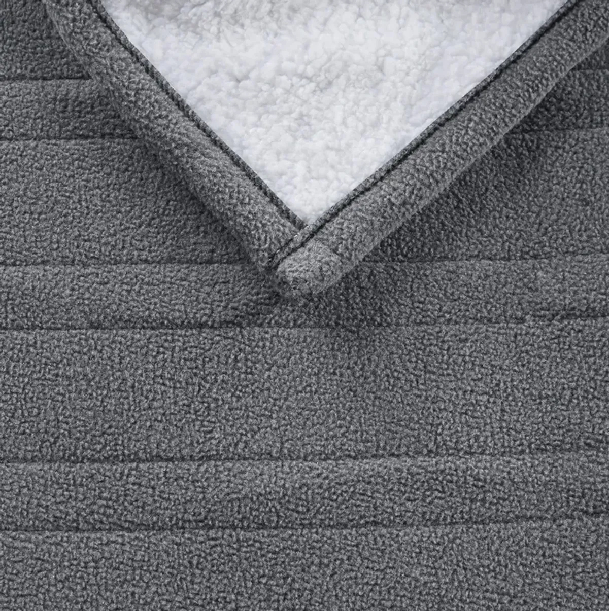 Serta Fleece to Sherpa Dark Grey Heated Throw