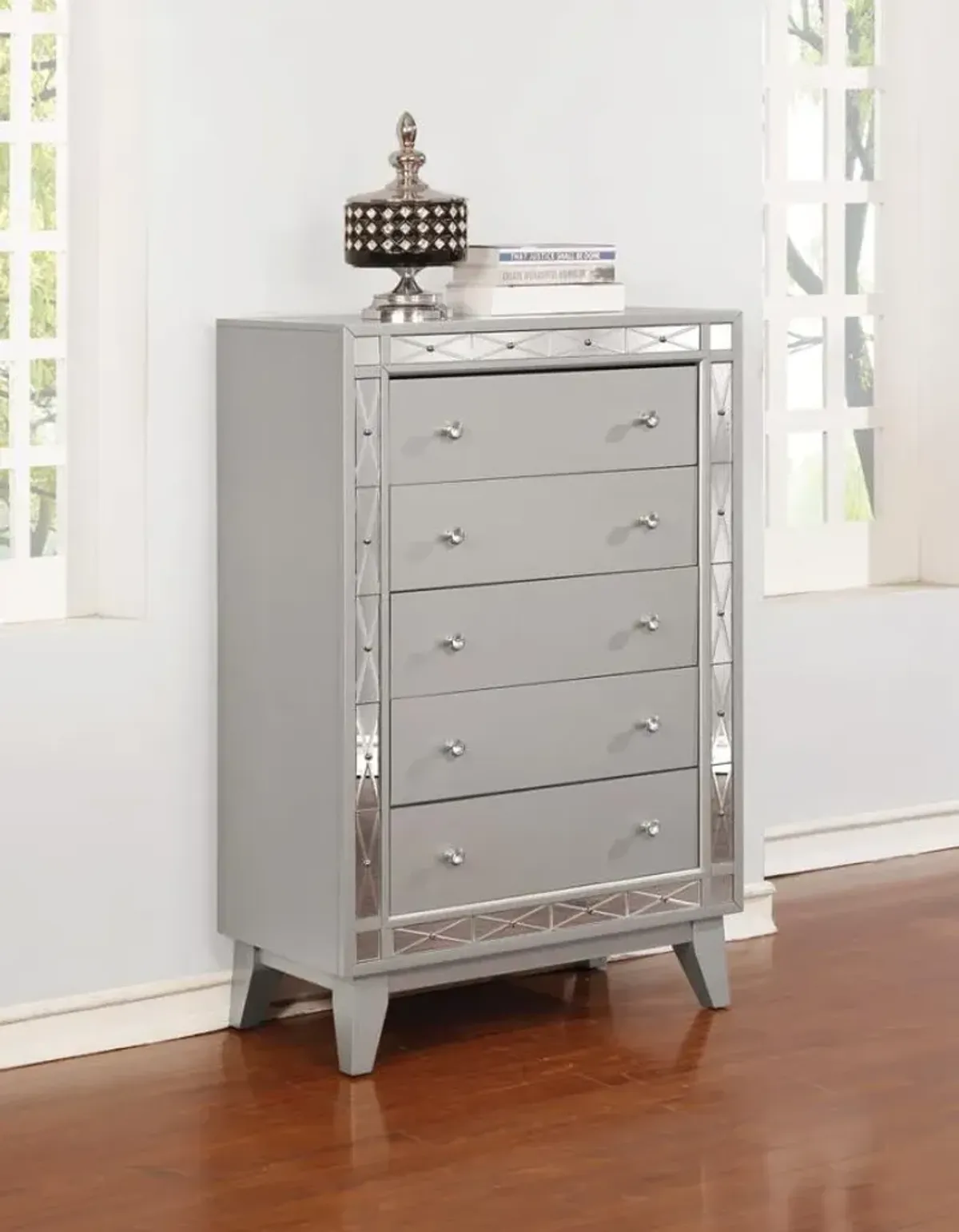 Leighton 5-drawer Chest Metallic Mercury