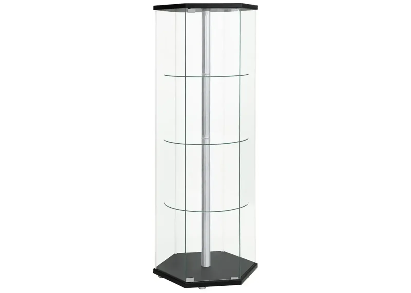 Zahavah 4-shelf Hexagon Shaped Curio Cabinet Black and Clear