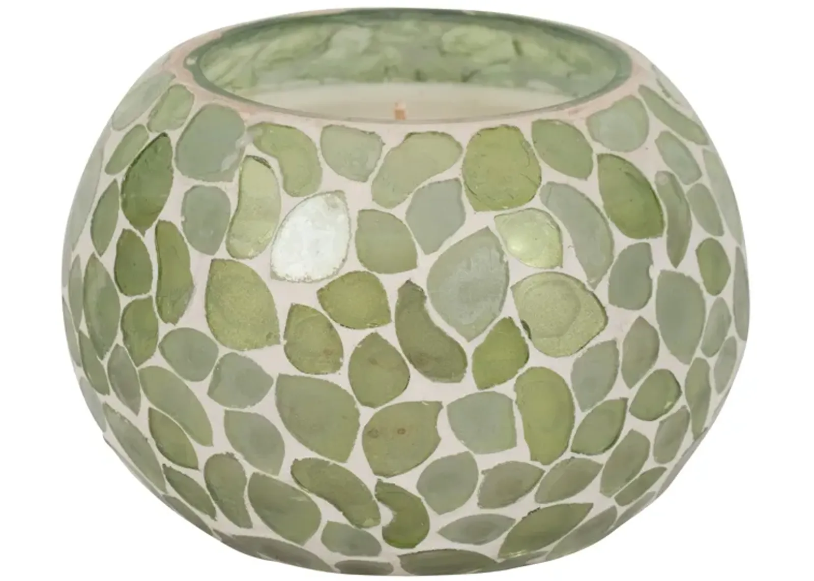 Glass, 5" 19 Oz Mosaic Scented Candle, Light Green