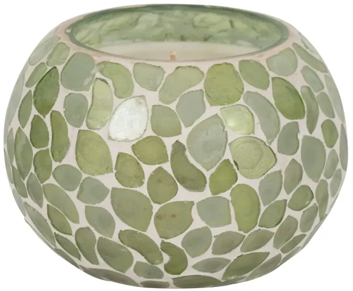 Glass, 5" 19 Oz Mosaic Scented Candle, Light Green