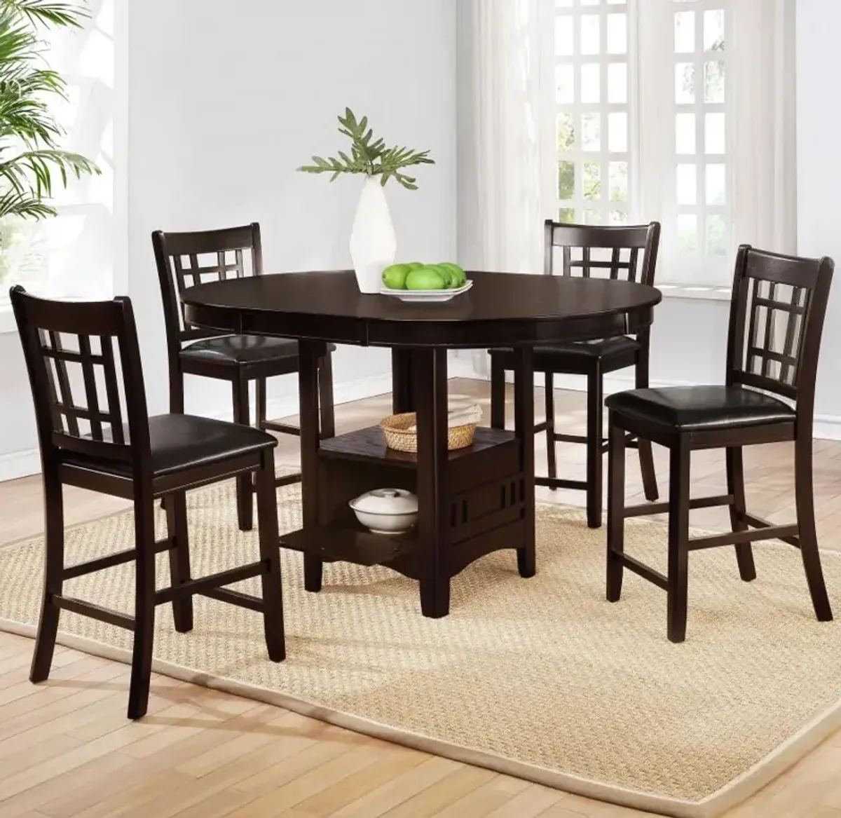 Lavon 5-piece Counter Height Dining Room Set Espresso and Black