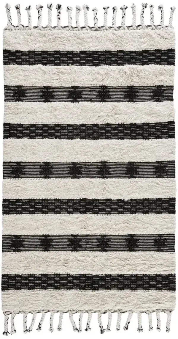 Merced Kilim Shag Black/Ivory 2x3