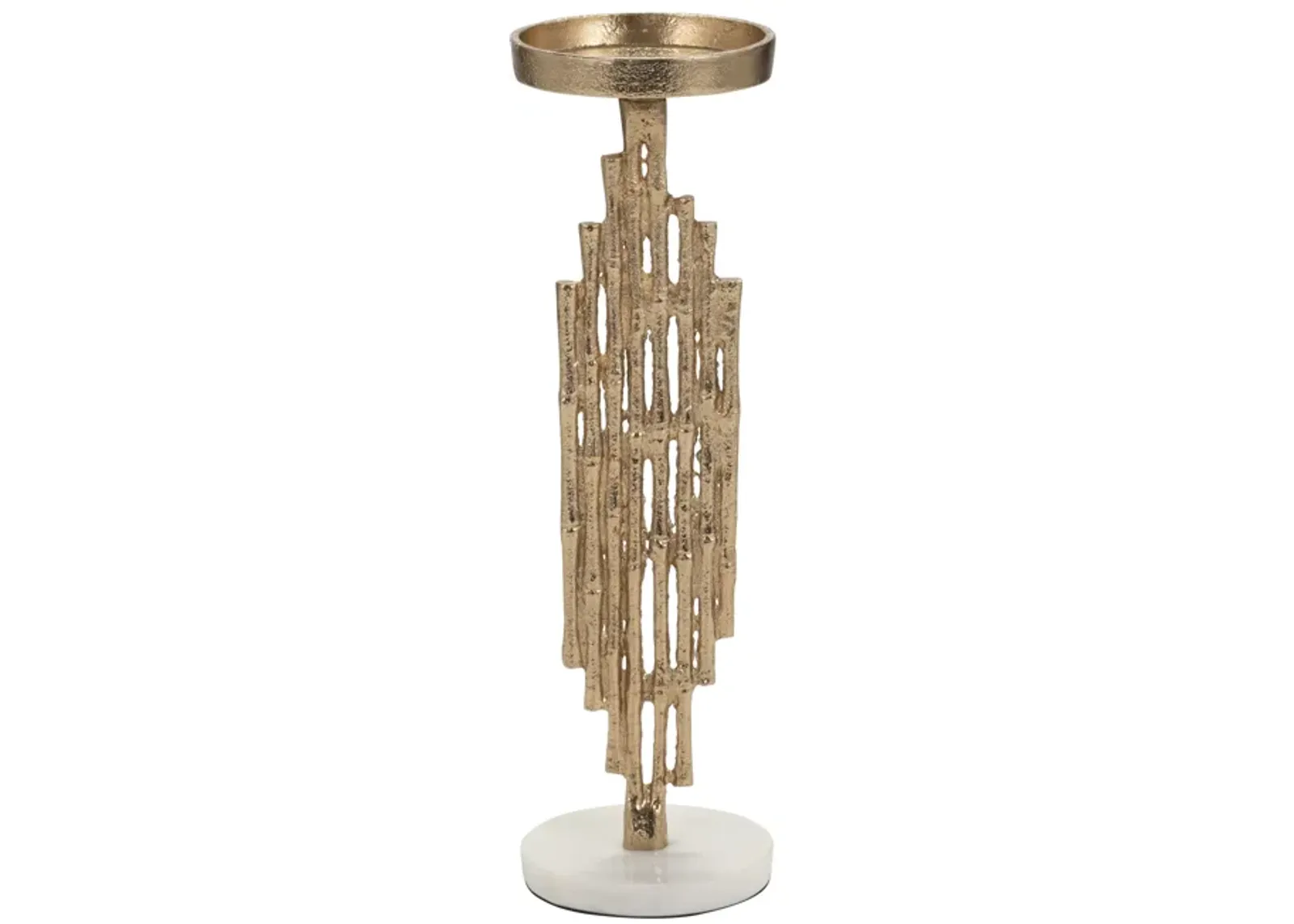 Metal, 14" Contemporary Candle Holder, Gold