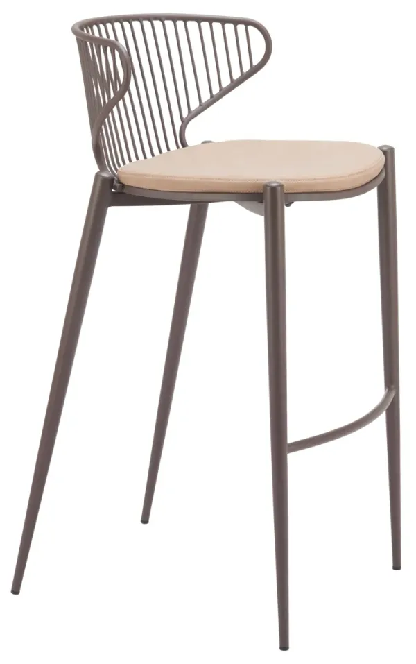 Silues Barstool (Set of 2) Taupe & Brown