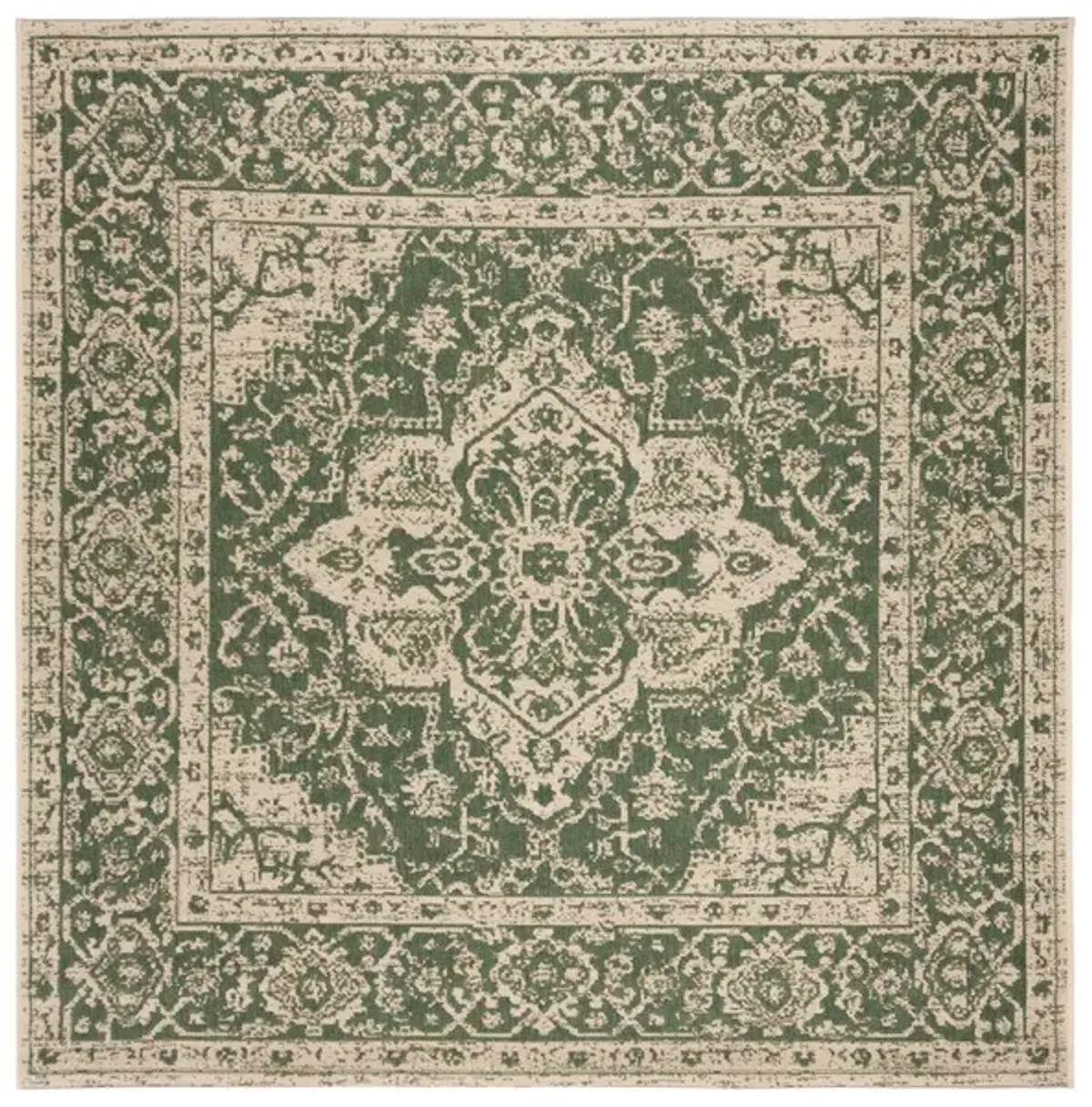 LINDEN 137 Collection LND137Y-4SQ Green / Creme 4' X 4' Square