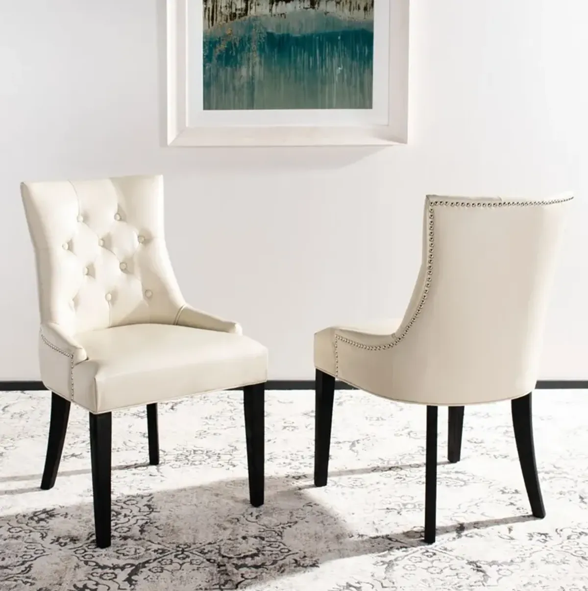 ABBY 19''H TUFTED SIDE CHAIRS (SET OF 2) - SILVER NAIL HEADS