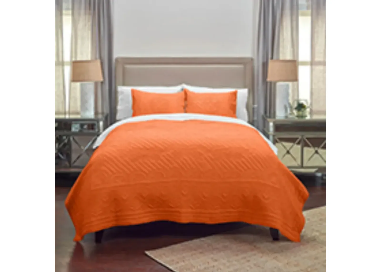 Moroccan Fling Orange Twin Floral Orange Quilt