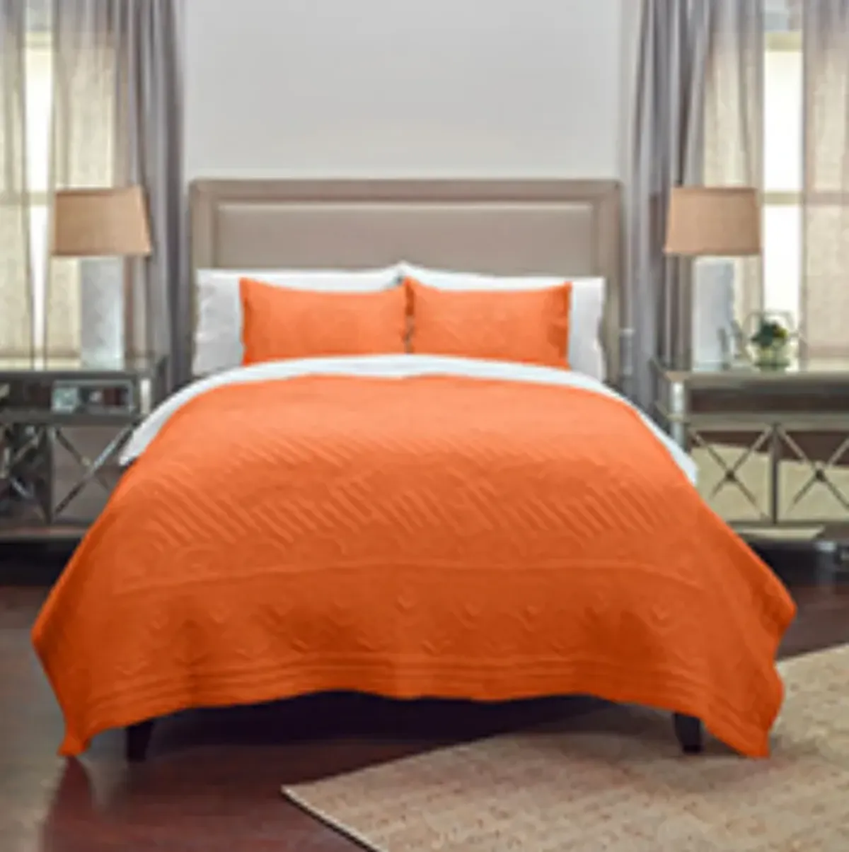 Moroccan Fling Orange Twin Floral Orange Quilt