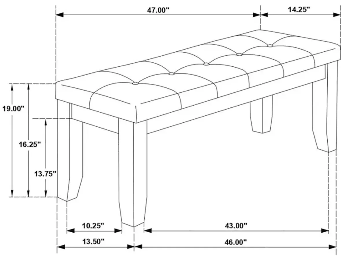 Dalila Tufted Upholstered Dining Bench Cappuccino and Black