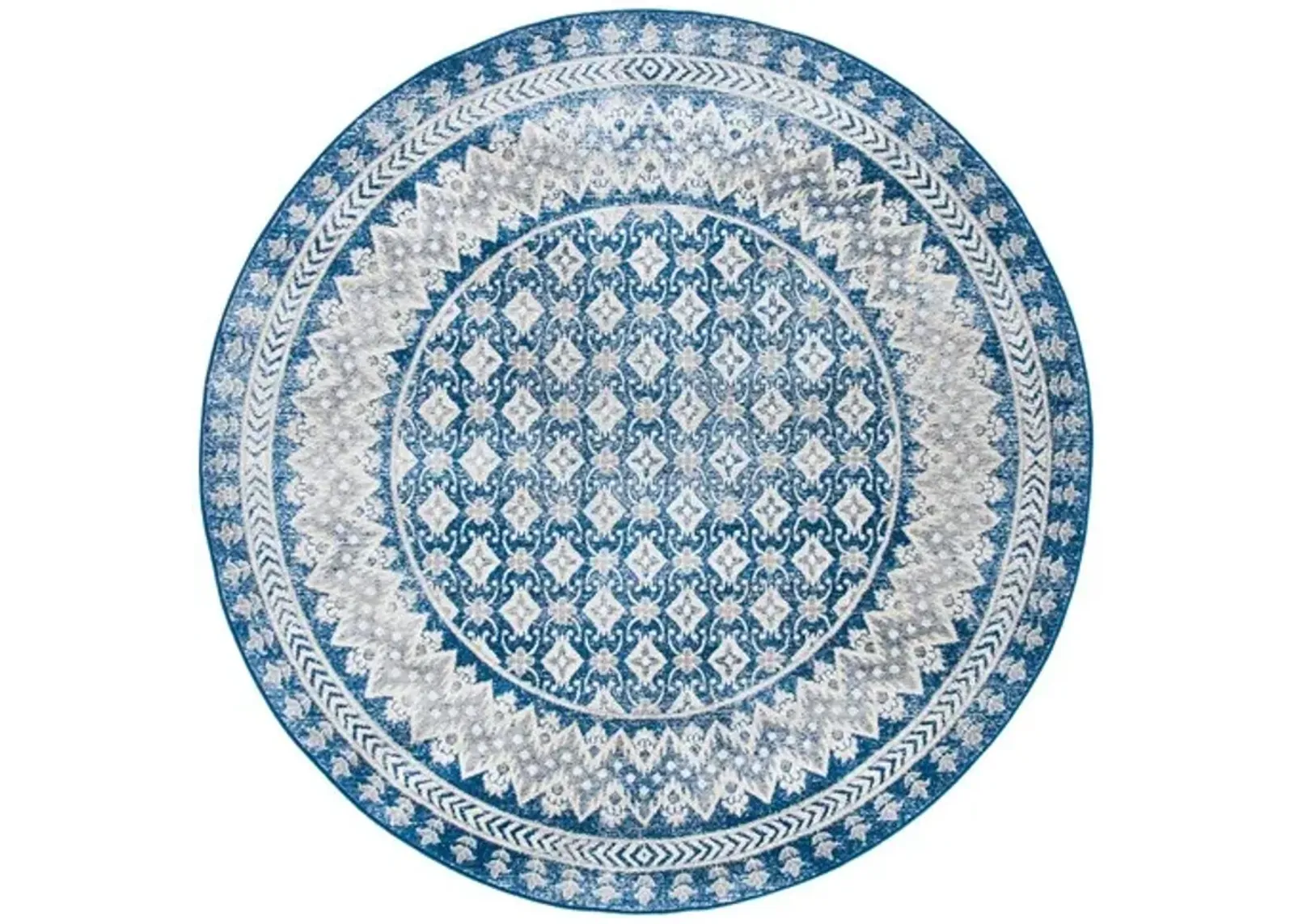 Brentwood 899 Navy / Beige 6'-7" X 6'-7" Round Round Powerloomed Rug