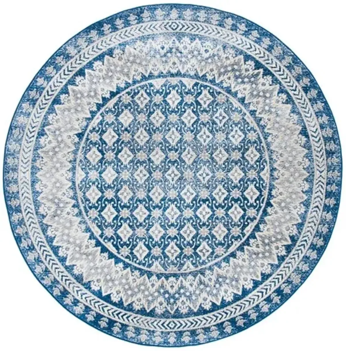 Brentwood 899 Navy / Beige 6'-7" X 6'-7" Round Round Powerloomed Rug