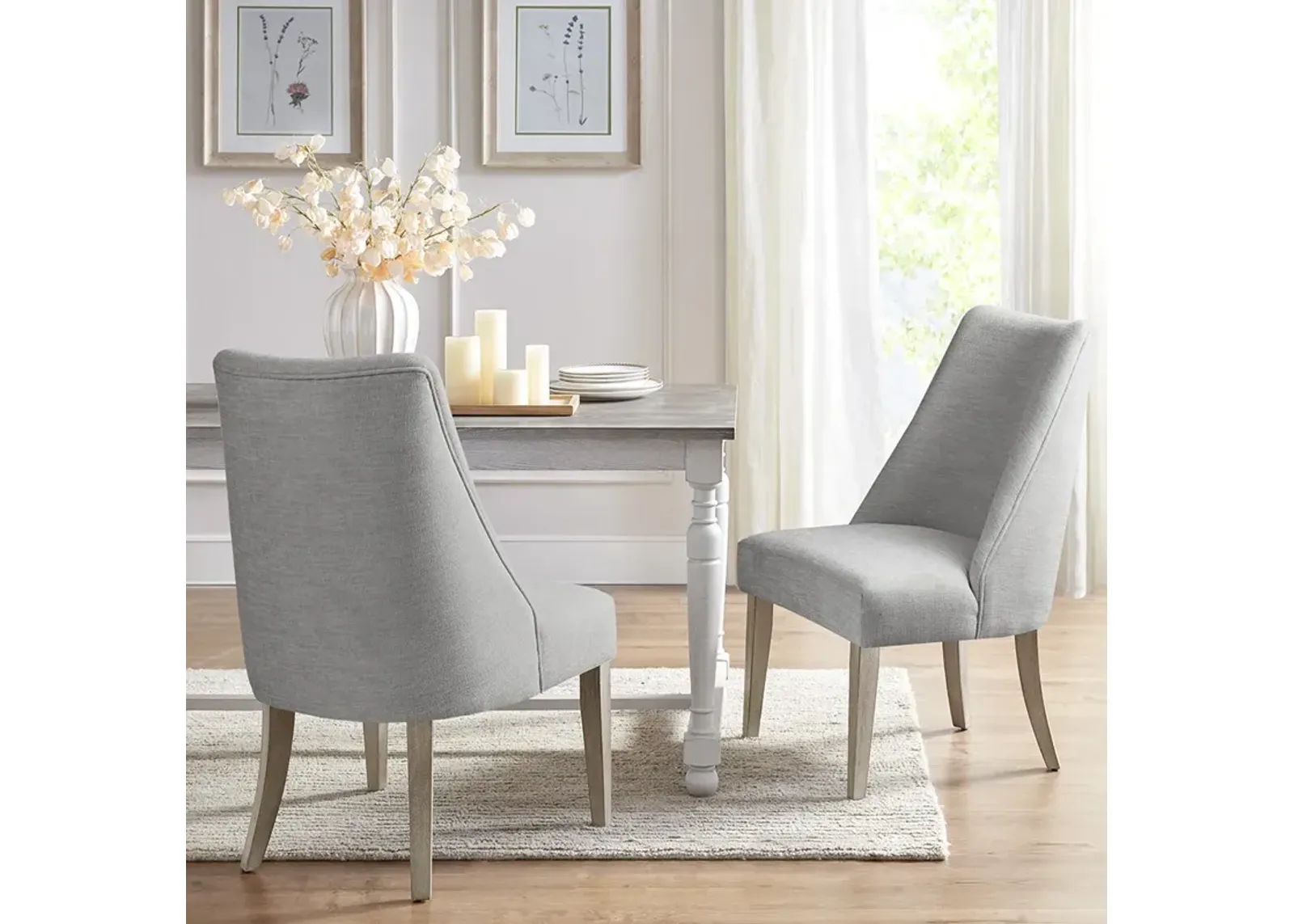 Martha Stewart Winfield Light Grey Upholstered Dining chair Set of 2