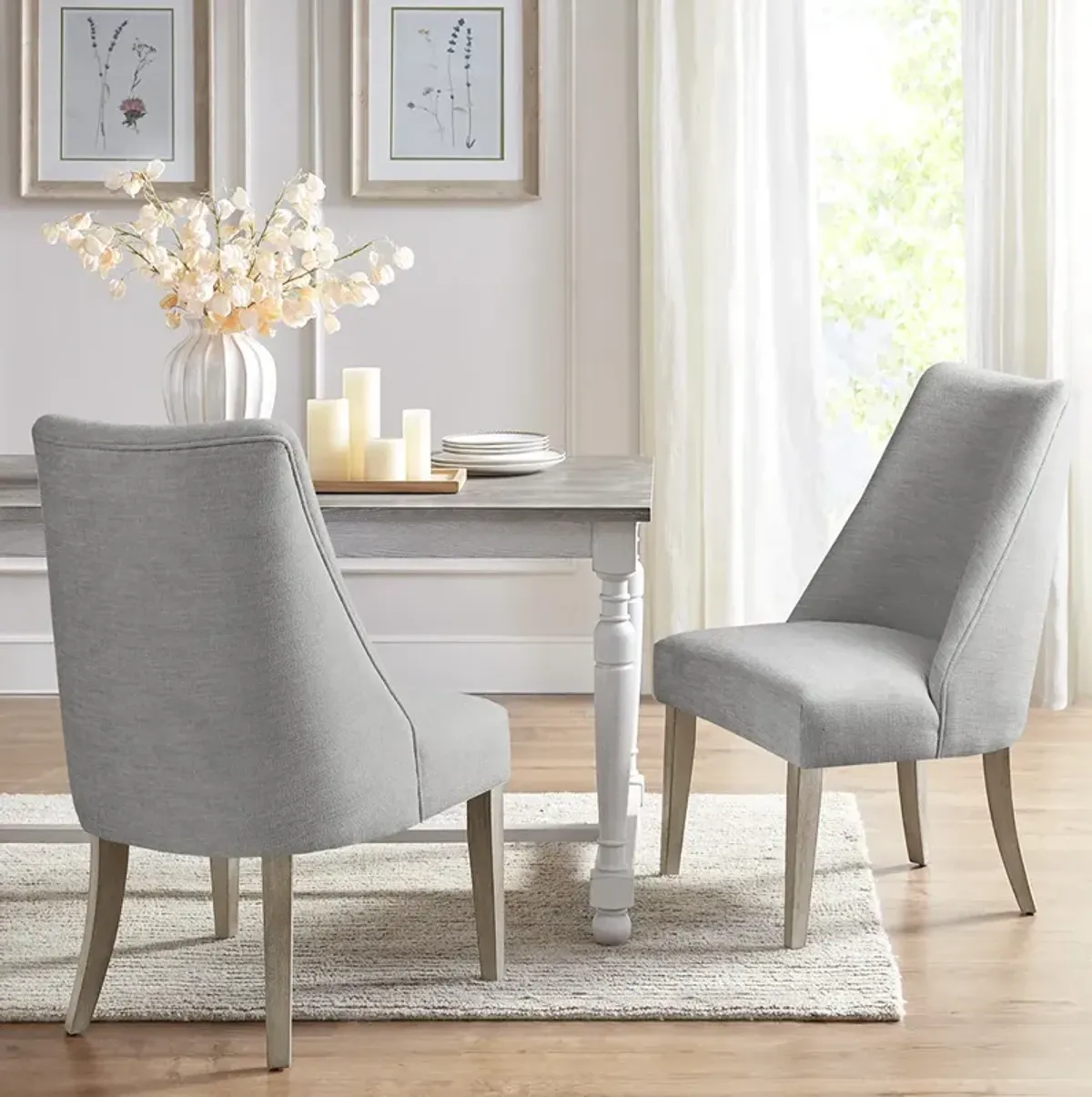 Martha Stewart Winfield Light Grey Upholstered Dining chair Set of 2