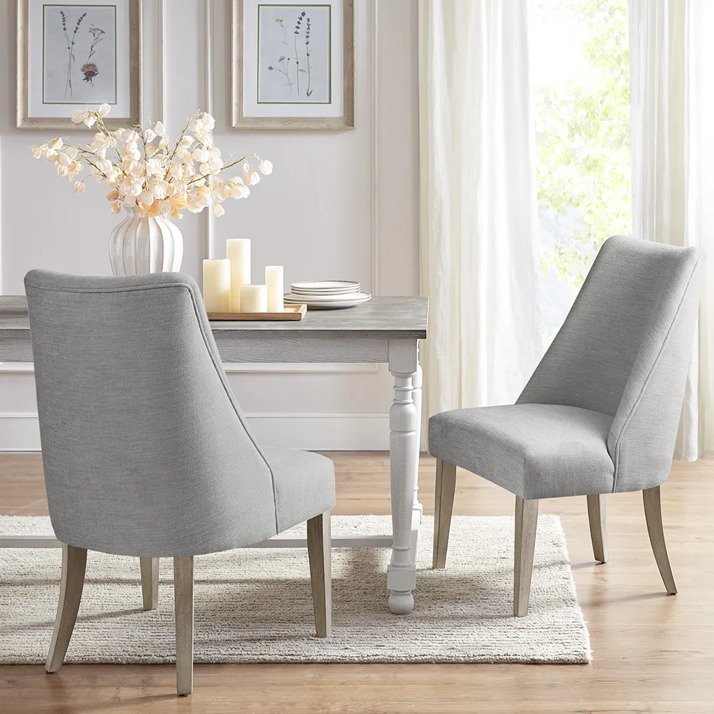 Martha Stewart Winfield Light Grey Upholstered Dining chair Set of 2