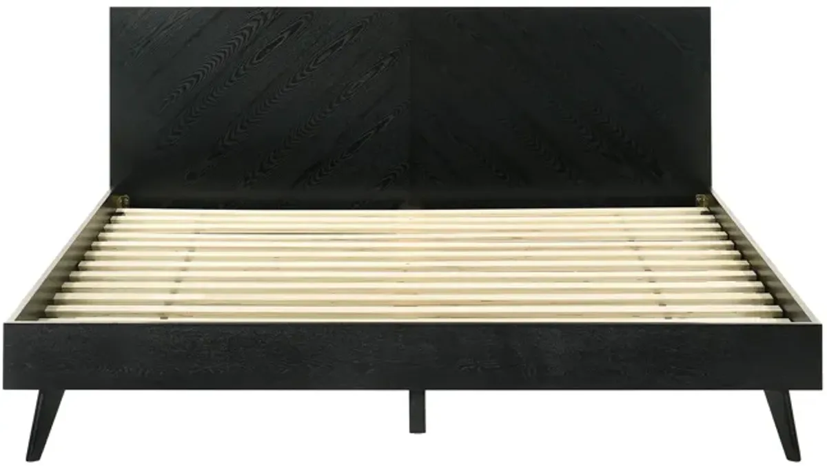 Petra King Platform Wood Bed Frame in Black Finish